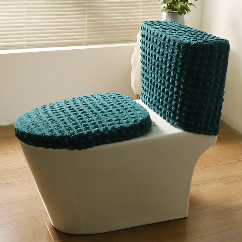 Stretch Fabric Toilet Seat Cover Set Smart High Tank Models All-Season Universal Fit Hotel Home Use