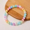 Rainbow Selenite Bracelet 7.5" for Women, Multicolor Round Bead Stretch Bracelet, Colorful Gemstone Jewelry, Boho Gift SB-101