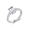 MODIAN S925 Sterling Silver Emerald-Cut Diamond Proposal Ring for Women