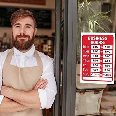 Sunproof Business Hours Sticker Self-Adhesive Open Close Time Sign Glass Door Application