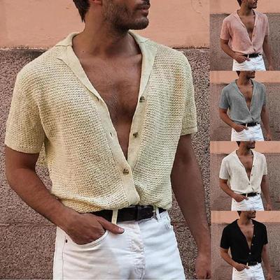 Modieus Heren Casual Overhemd Top met Enkelrijige Knoopsluiting