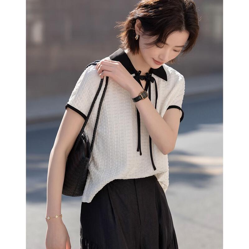 Women's New Chinese Style Color-block Drawstring T-Shirt