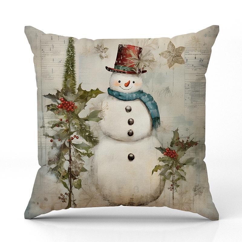 Christmas Snowman Print Pillow Case New Home Sofa Cushion Indoor Versatile Cushion Cushion