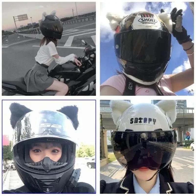 1Pair Cat Plush Ears Helmet Decor Cute Motorbike Cycling Styling Helmet Decorate Sticker Accessories Cosplayer Decoration Gift