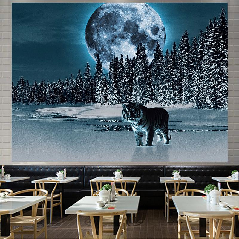 Nordic American Forest Tiger Large Tapestry Wall Hanging  Geometry Hippie Tapestry Home Room Decor Aesthetic Decoration