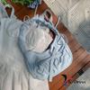 Shirring String Scrunch Shoulder Bag Nylon Ribbon Mini Gathered Casual Daily Look Date Look Travel Bag 4 Colors