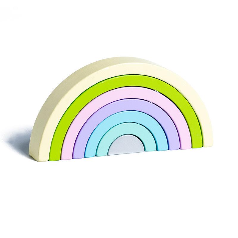 Early Childhood Education Building Block Colorful Wooden Stacked Music Variety Collage Educational Toys Rainbow Bridge Rainbow Room
