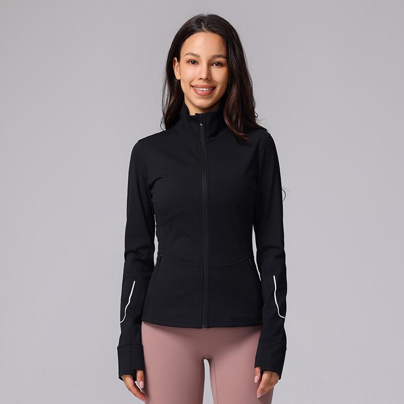 

Reflective Zipper Sport Jacket - Slimming Fit for Running and Cycling XL чёрный