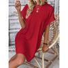 Moda damska Lato Wiosna Jednolity kolor Drukuj Krótki rękaw O-Neck Luźna talia Casual Sukienki