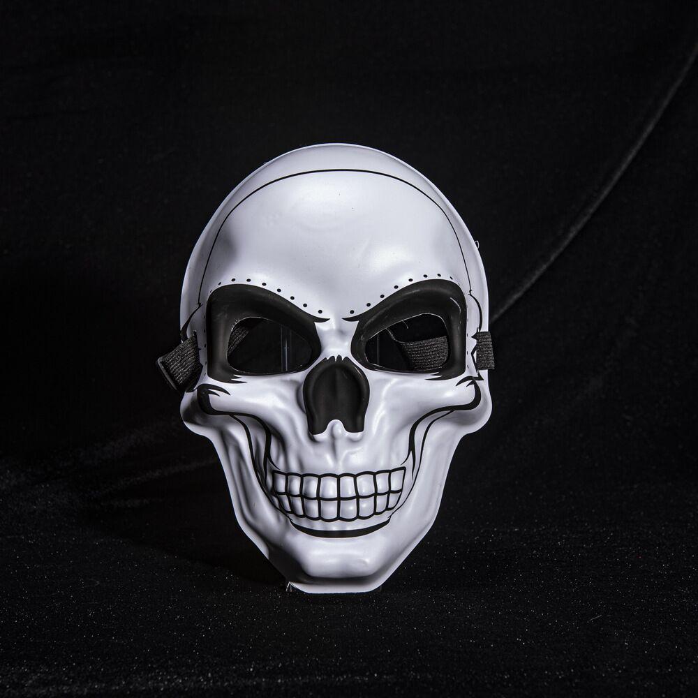 LED Glowing White Skull Halloween Mask - Spooky Ghost Head with Cold Light 2AA Battery Box