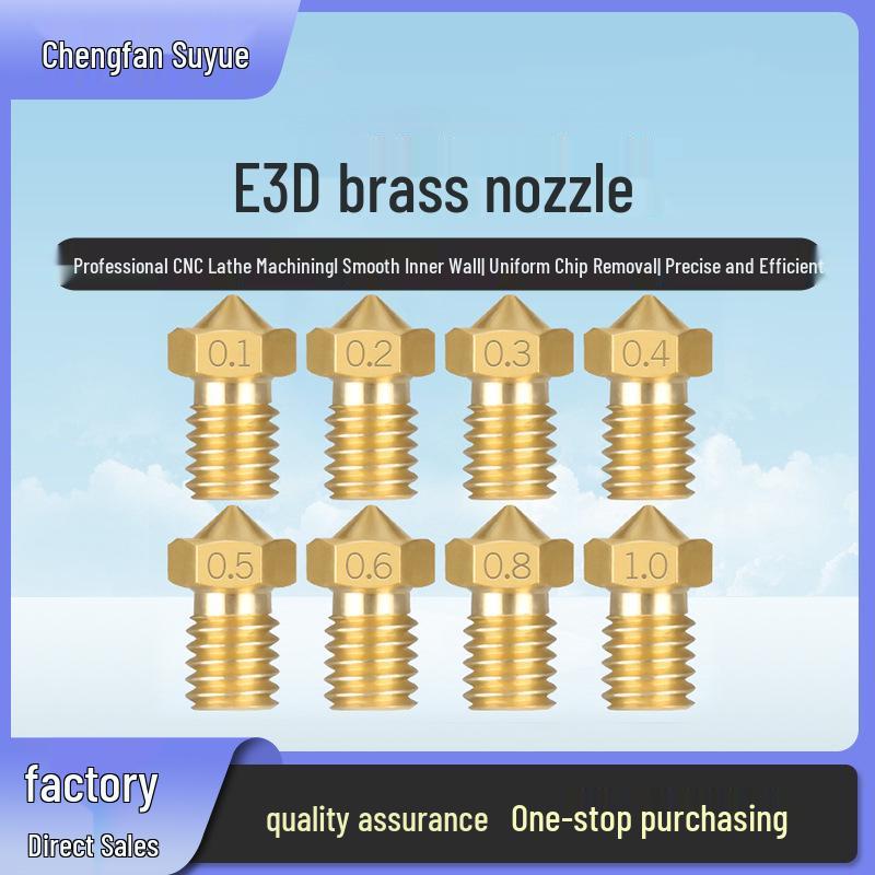 E3D Brass Nozzle for 3D Printers, M6 Thread, Universal Fit for V5/V6