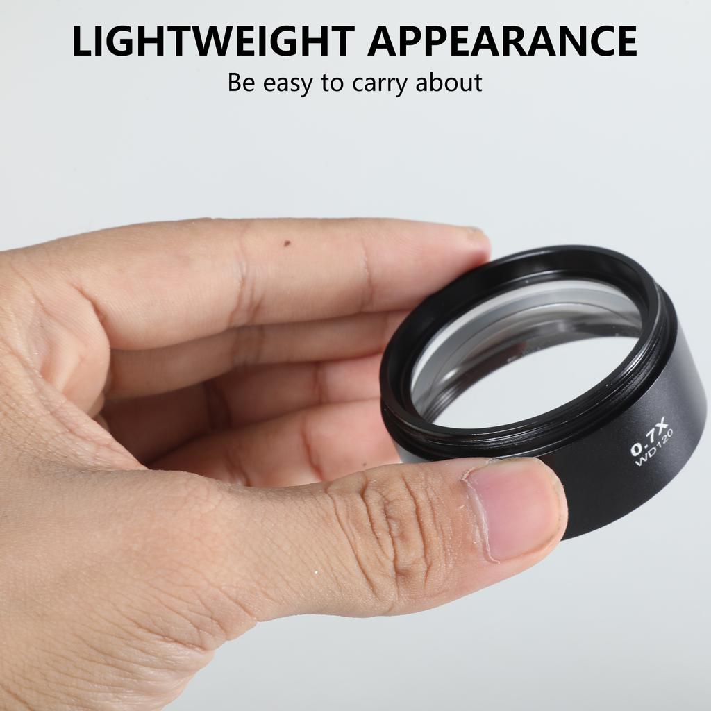 0.5X/0.7X Microscope Camera Lens Aluminium Alloy Auxiliary Barlow Objective Lens Industrial Microscope Barlow Glass Lens