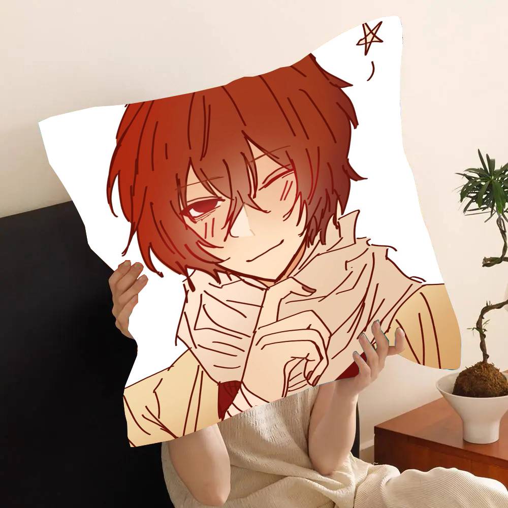 B-Bungo Stray Dogs Anime Pillow Case Fashion Square Pillowcase Bedroom Sofa Room Ins Decoration Leisure