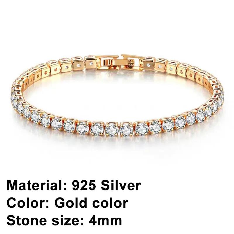 925  Silver Rose Gold Tennis Bracelet Sparkling Crystal Cubic Zirconia Hip-Hop Luxury Women's Jewelry Surprise Gift