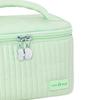 PU Coperchio Apribile Forma Torta Borsa Trucco Borsa Porta Cosmetici Colore Tenue Portatile Borsa Trucco Verde Chiaro