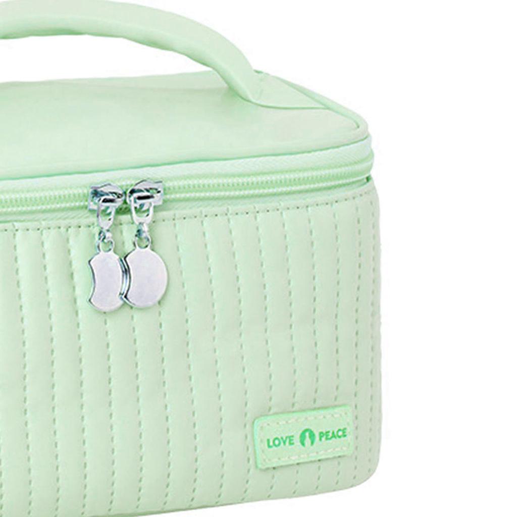 PU Coperchio Apribile Forma Torta Borsa Trucco Borsa Porta Cosmetici Colore Tenue Portatile Borsa Trucco Verde Chiaro