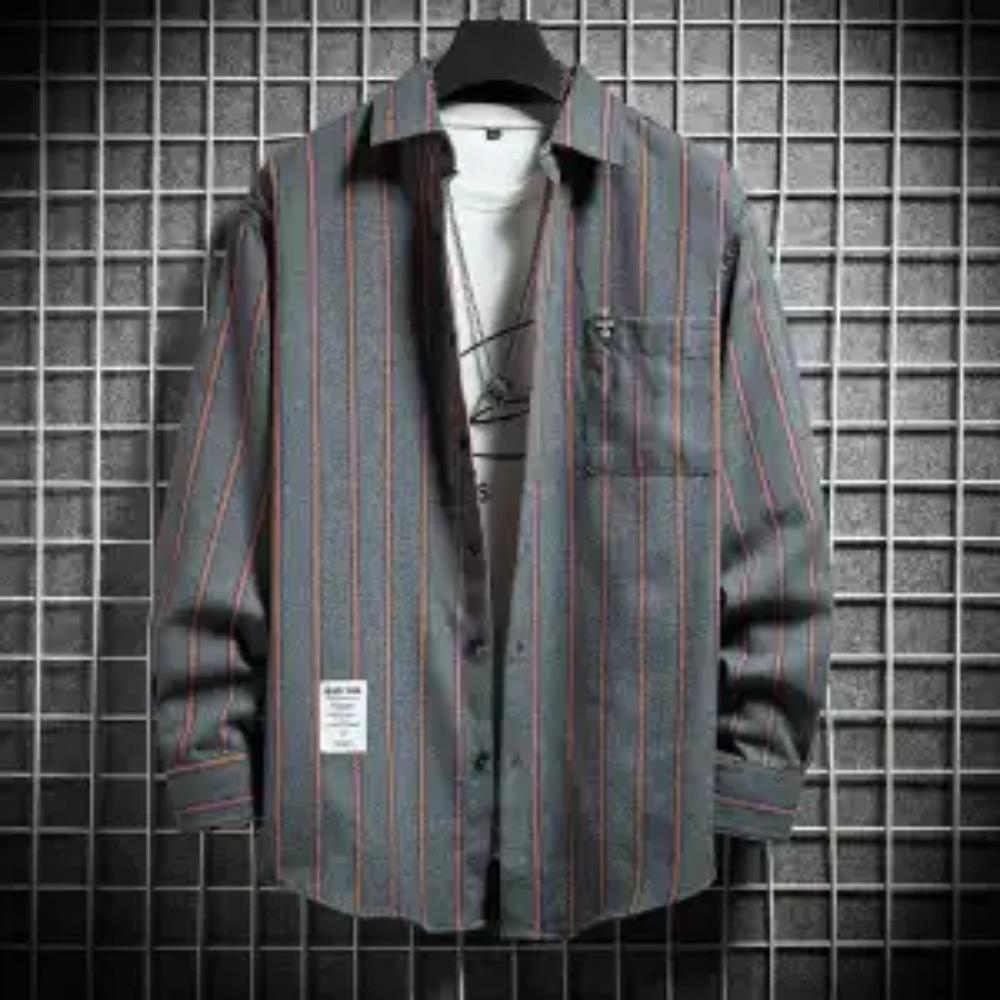 

Весенне-осенний модный тренд Корейская простая блузка Мужская рубашка в клетку с длинным рукавом Свободный повседневный топ Мужская одежда в стиле стритвир на все случаи жизни XXXL бежевый