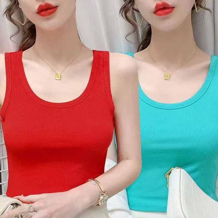 Simple and Chic Women's Plus Size Slim Fit Solid Color Tank Top for Spring and Summer - Wear As a Base or Outer Layer, Threaded Spaghetti Straps