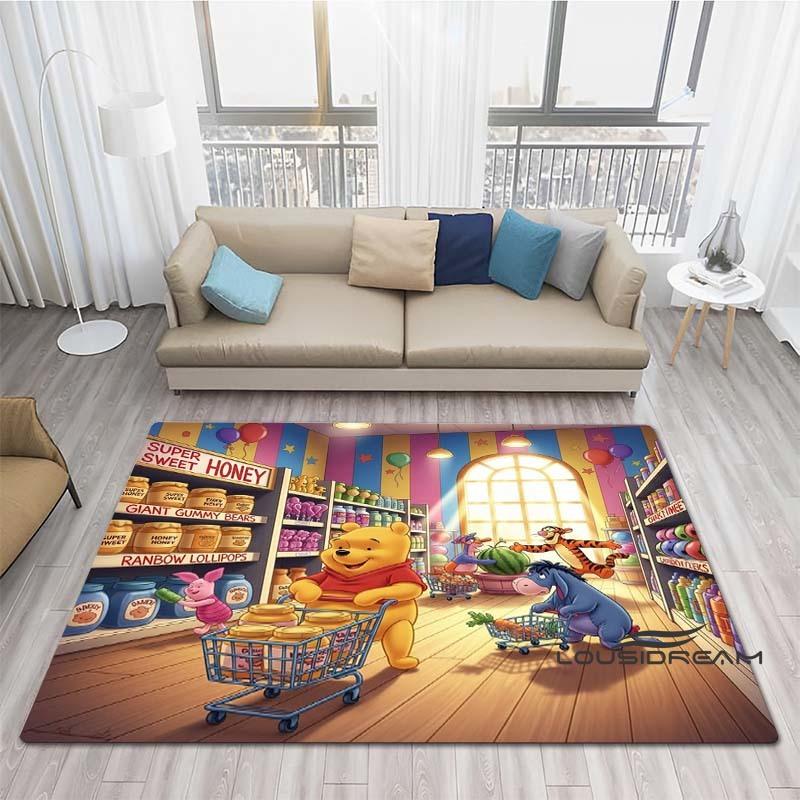 Winnie The Pooh Cartoon Pattern Rug, Bedroom Play Mat, Bedroom Decor Rug, Living Room Rug, Crawling Mat, Gift Rug