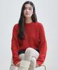 Plack Woman Cable Basic Round Neck Knit Red