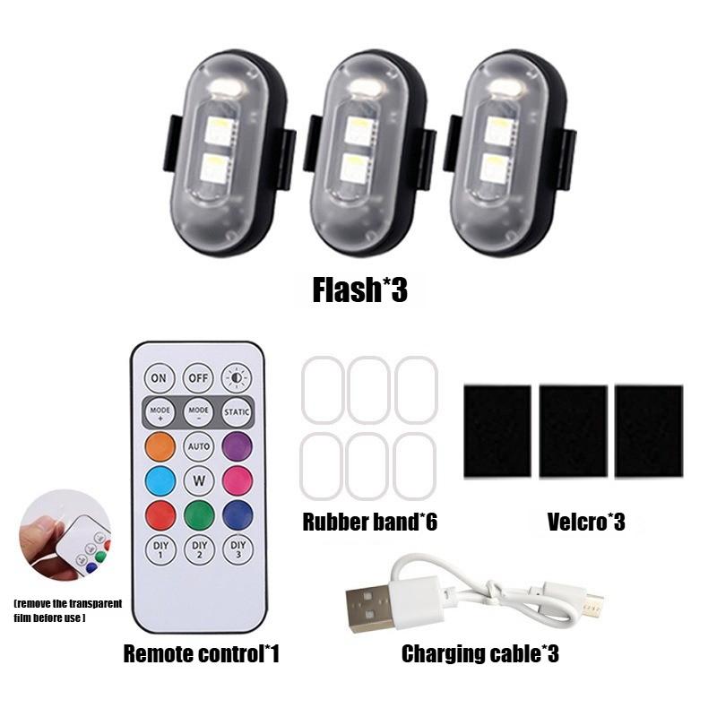 Car Motorcycle Bike Aircraft Warning Anti-collision Flashing Lamp 8 Colors USB Rechargeable Wireless Remote LED Strobe Light