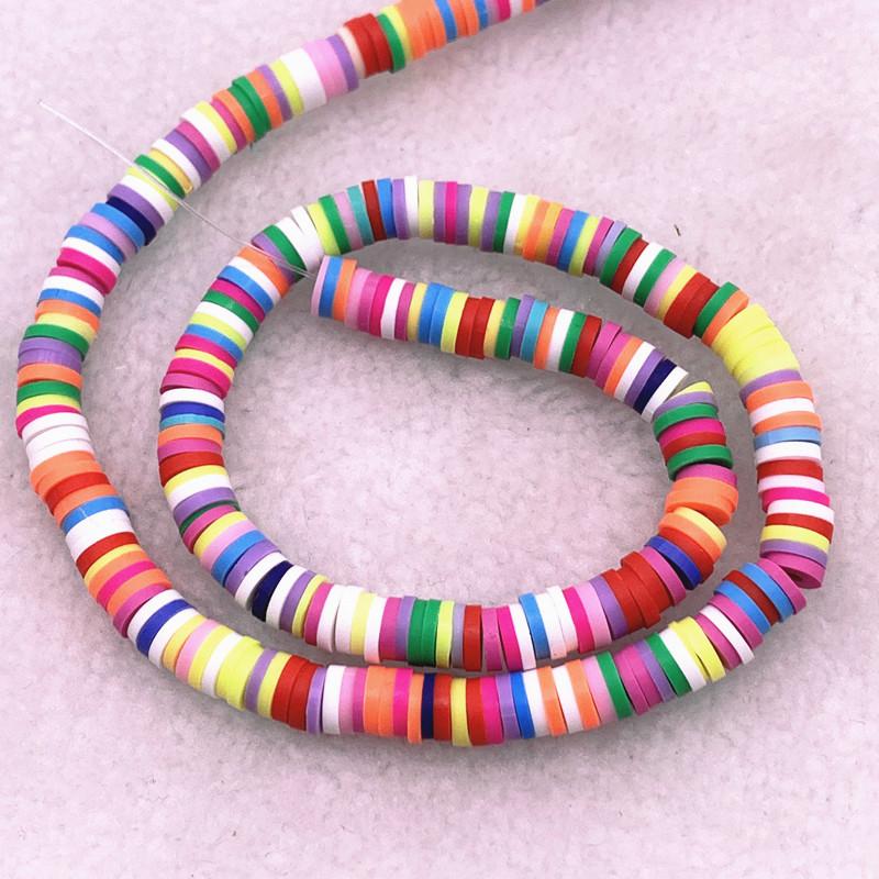 

New 6mm Flat Round Handmade Polymer Clay Beads Spacers Loose Disc Bead for Jewelry Making Findings DIY