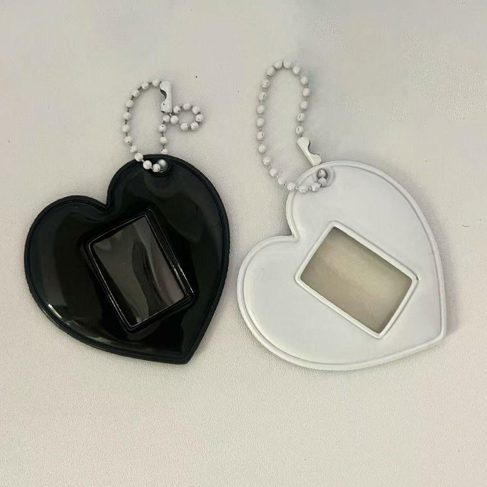 Heart Shape 1 Inch Photo Card Holder Korean Style with Keychain Display Pendant Keychain Cute Design PVC ID Photo Holder