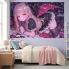 Kawaii Demon Anime Girl Tapestry Gothic Lolita Devil Wings Wall Hanging Pink Heart Wall Tapestry Bedroom Background Decor Cloth