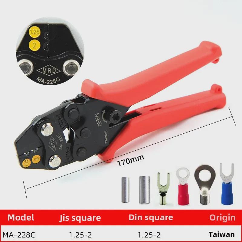Taiwan Multi-Function Electrician Ratchet Crimping Pliers for Bare Terminals and Copper Nose Clamps.