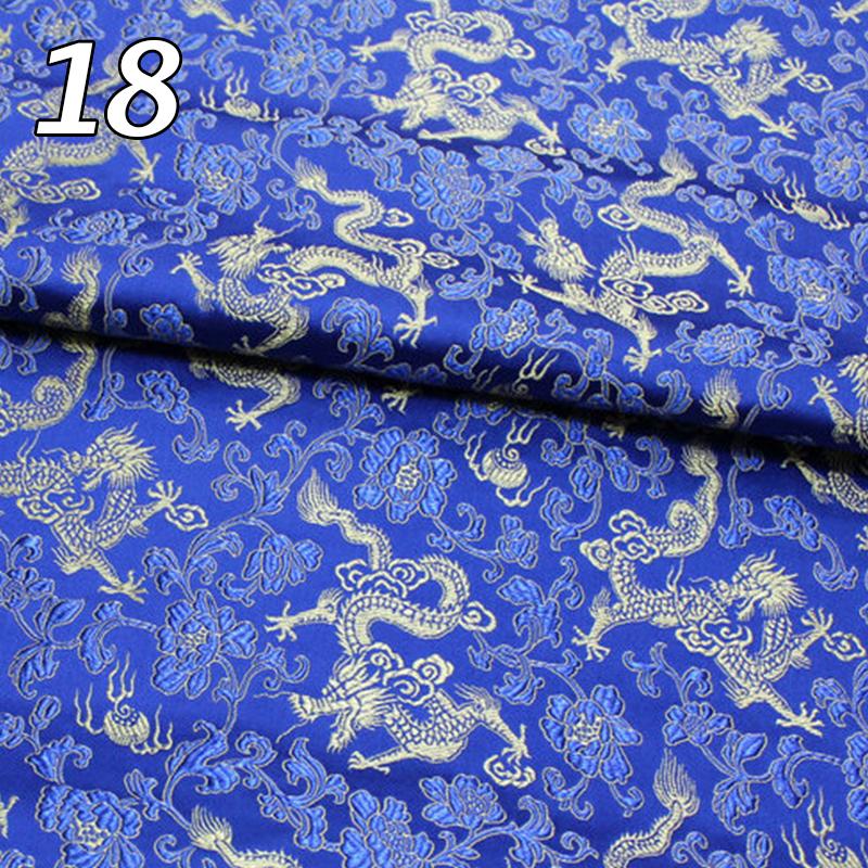Chinese Traditional Embroidered Silk Brocade Dragon Pattern Fabric Tang Suit Hanfu Cheongsam Kid Wear Pillow Decoration Handmade