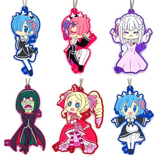 Ichiban Kuji Starting Life in Another World E Prize Complete Set of 6 Rubber Earphone Cord Reels Always Together With You ReZero - -
