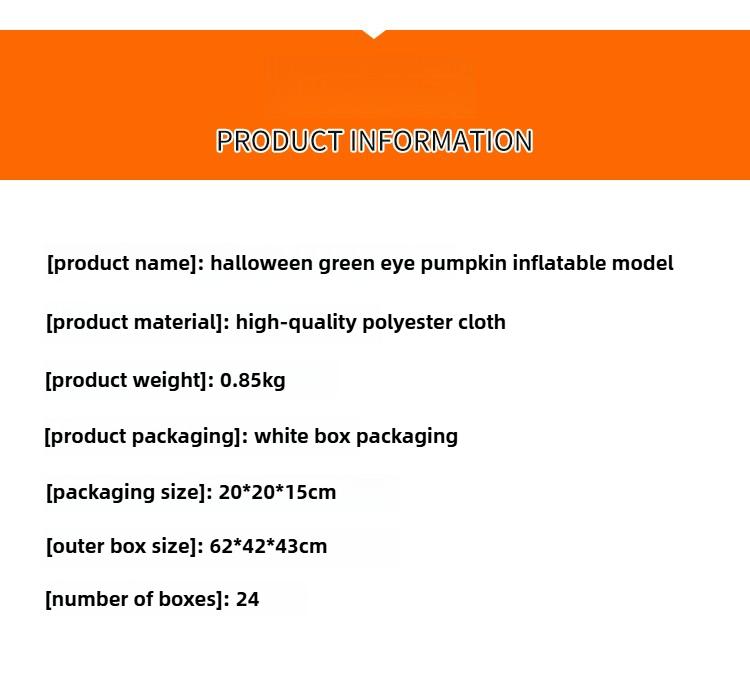 Halloween Inflatable Pumpkin with Green Eyes 1.2m Scary Decoration for Party