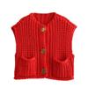 Pocket Sleeveless Knit Vest Cardigan Pocket Sleeveless Sweater Vest Cardigan