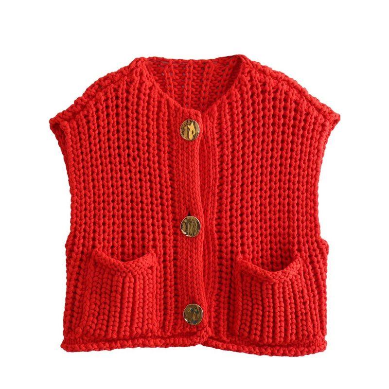 Pocket Sleeveless Knit Vest Cardigan Pocket Sleeveless Sweater Vest Cardigan