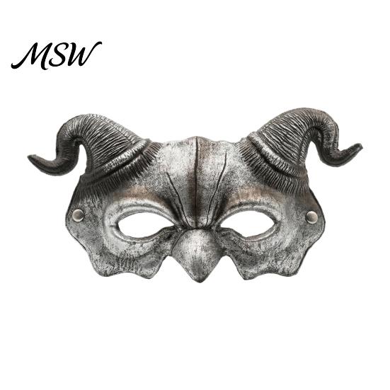 Foam Devil Mask Halloween Ram Horn Demon Mask, Horror Half Face Fade-resistant Lightweight Gothic Masquerade for Cosplay Costume Party