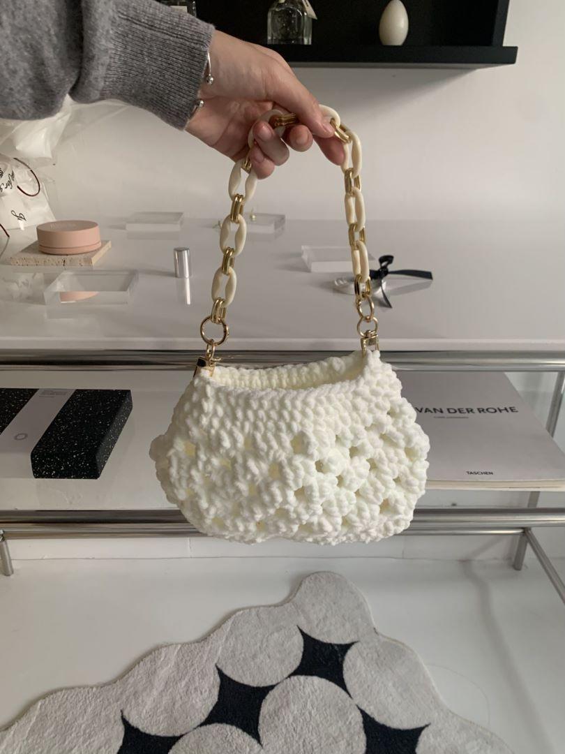 

Сумка для вязания Cloud, новая сумка для девочки, связанная крючком вручную белый