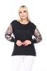 Damen Bluse in großer Größe Schwarz Flexible Übergröße Bluse 18B-2503