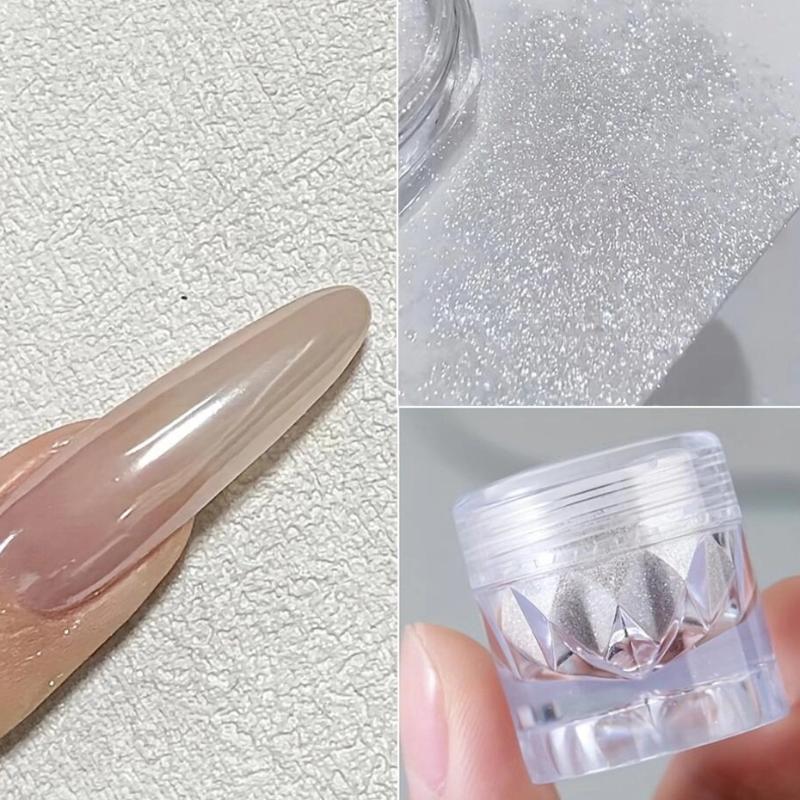 Aurora Pearl Nails Glitter Dust Chrome Moonlight White Rubbing on Powder Shell Mirror Pigment 1 Jar Nail Art Supplies Decoration