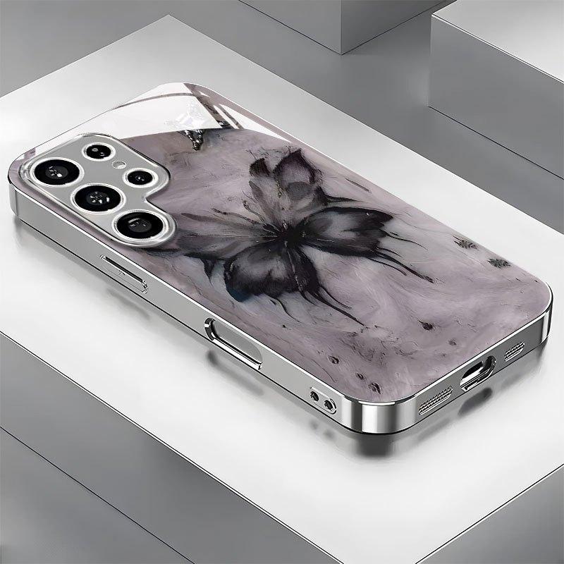 Creative Ink Butterfly Electroplated Silver New Phone Case for Samsung Galaxy S26 S25 S24 S23 S22 S21 and other models