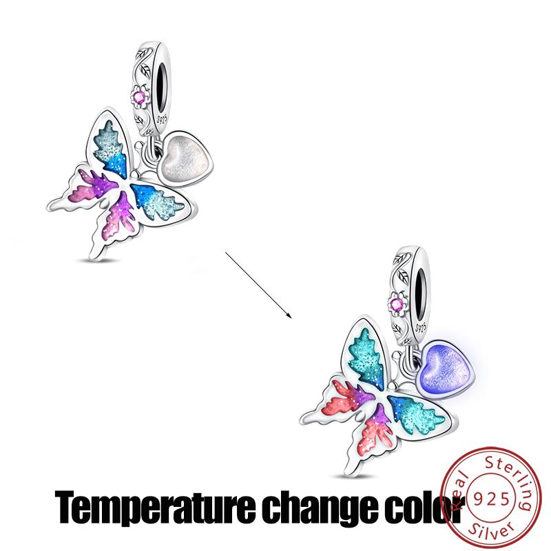 Elegant S925 Silver Butterfly & Dragonfly Multicolor Charms Beads Pendant 3mm DIY Fine Jewelry Making Accessories Gifts