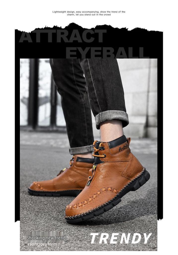 Men's High-Top Martin Boots: Autumn-Winter Thick Sole for Mountaineering, Work, and Outdoor Activities