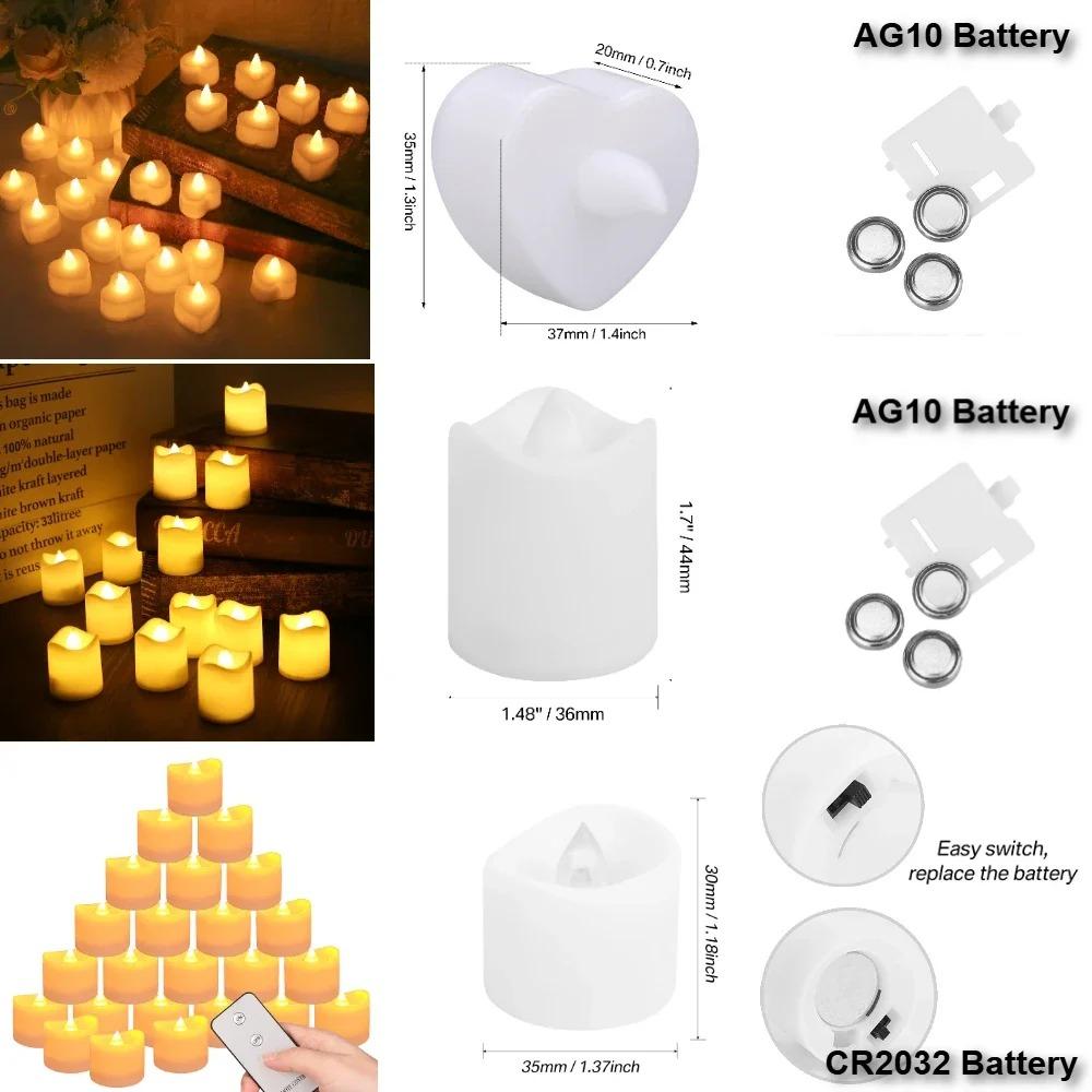 סט נרות LED ללא להבה (Votive) 100+ שעות פעולה נרות חשמליים מופעלים בסוללה תה-ליט לחתונה הצעת נישואין קישוט רומנטי
