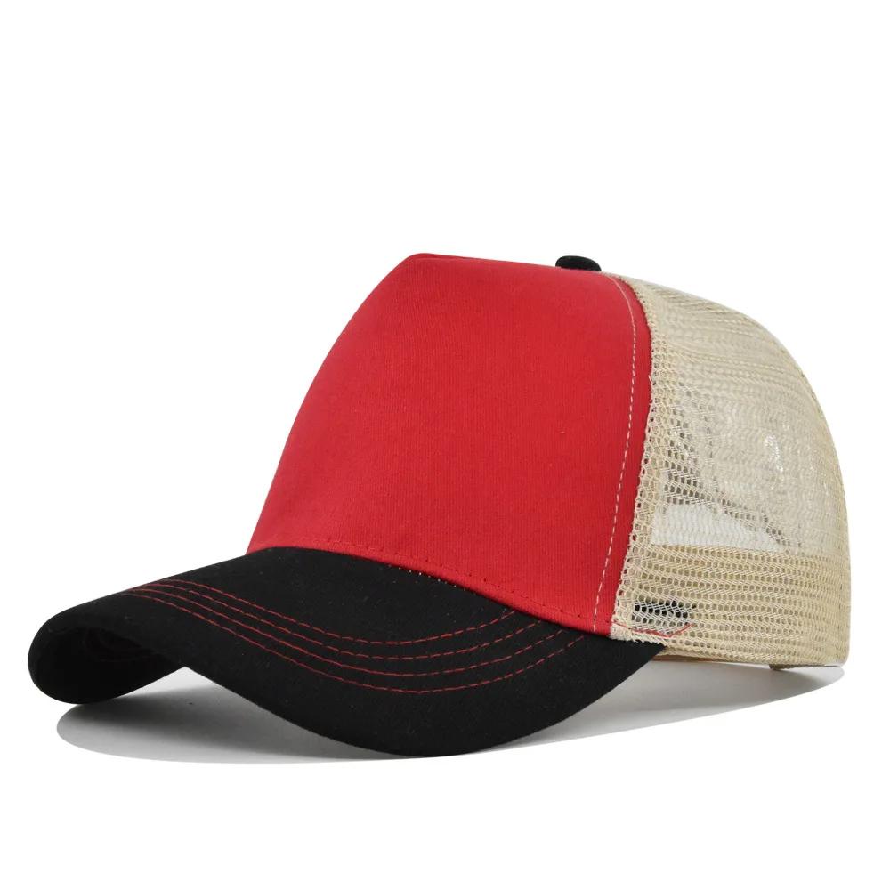 Customized Logo Hard Top 5 Panels Mesh Baseball Cap For Men Women Advertising Cap Breathable Sun Hat Solid Color Visor Gorra