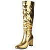 Zlaté Stříbrné Vysoké Kozačky Pro Ženy Boty 2025 Sexy Luxusní Vysoké Podpatky Zimní Dámské Kozačky po Koleno Chelsea Dlouhé Společenské Boty Dámské