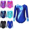 Tuta Leotard Bambina Ragazza Patchwork Stampato Decorazione Strass Brillante per Ginnastica Danza Palco