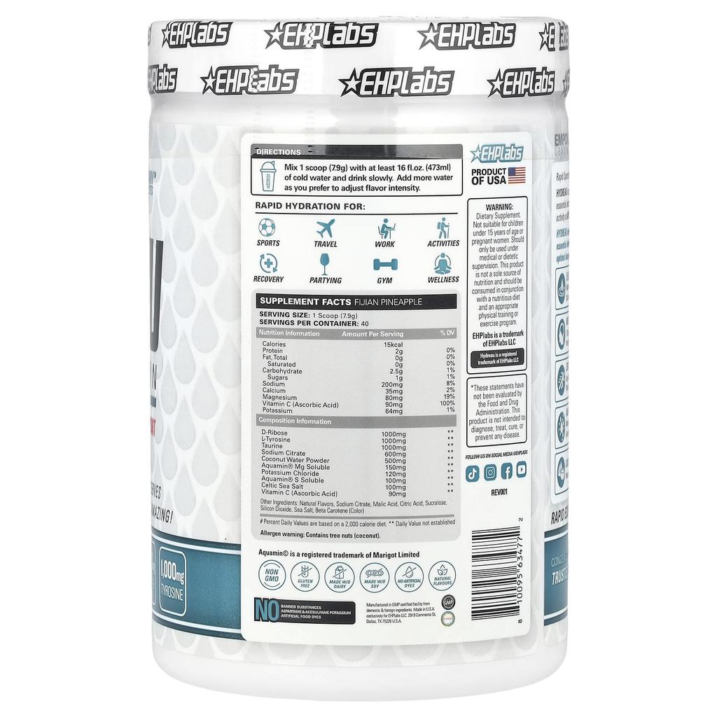 Hydreau Sports Hydration, Fiji Pineapple, 316G(11.15Oz)