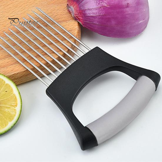 Stainless Steel Onion Holder for Slicing Prongs Rust-Resistant Vegetable Cutter Time-saving Potato Tomato Avocados Eggs Fruit Lemon Meat Assistant