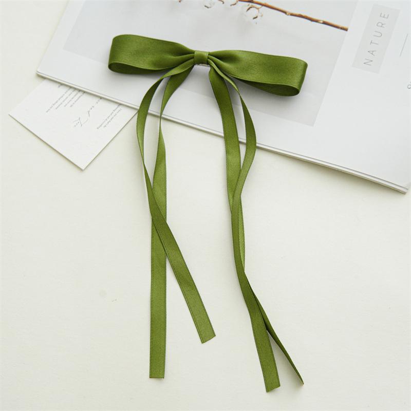 New Elegant Satin Long Tassel Ribbon Clips Women Vintage Simple Bow Hairpins Barrettes Korean Fashion Hair Accessories Gift