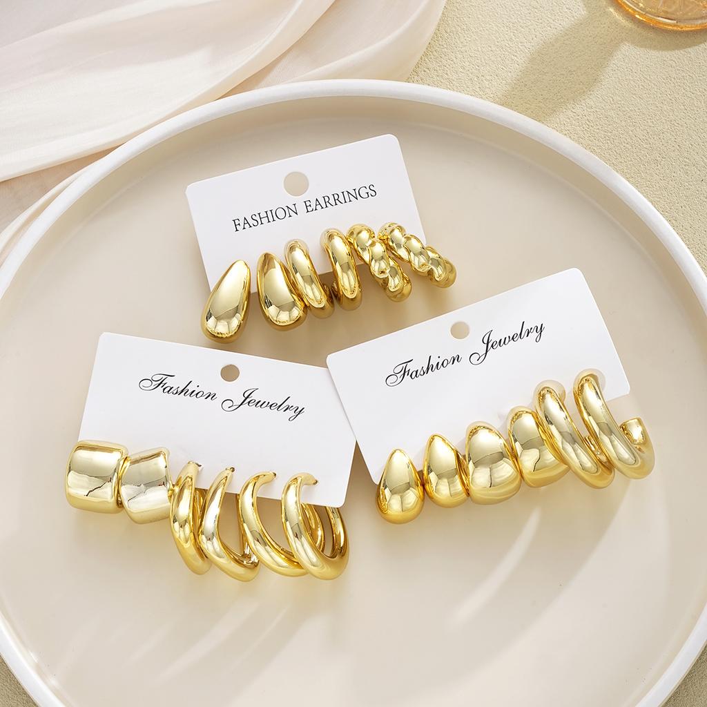 18 Pcs/Set Fashion Water Drop Earring For Women Vintage Exaggerated Geometric Twist Hoop Earrings Personalized Jewelry Gifts New