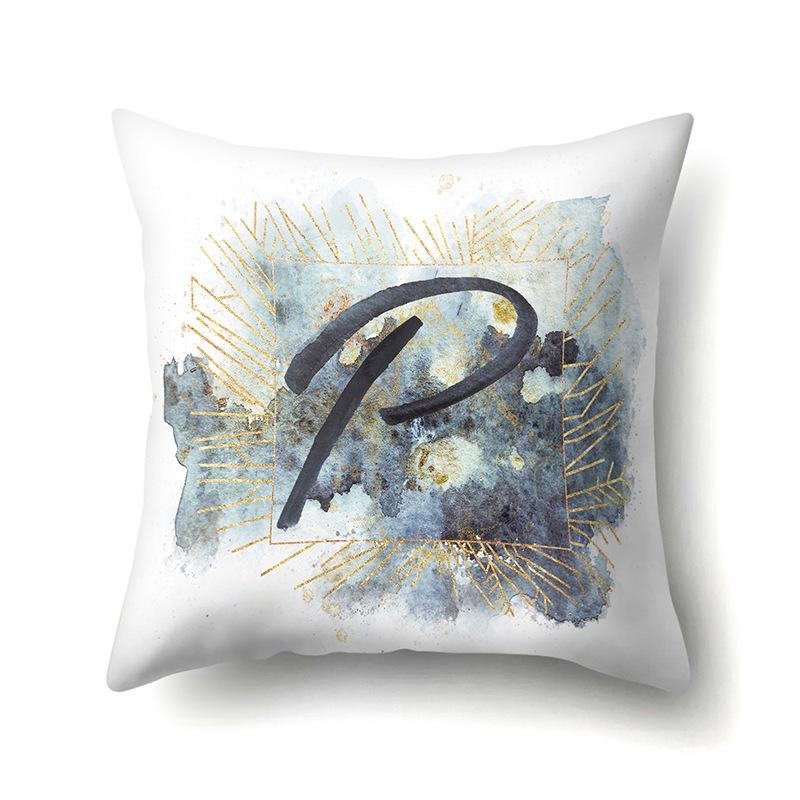 Polyester Pillowcase Home Car Decoration Printing Pillowcase 26 English Letters Sofa Cushion Cover